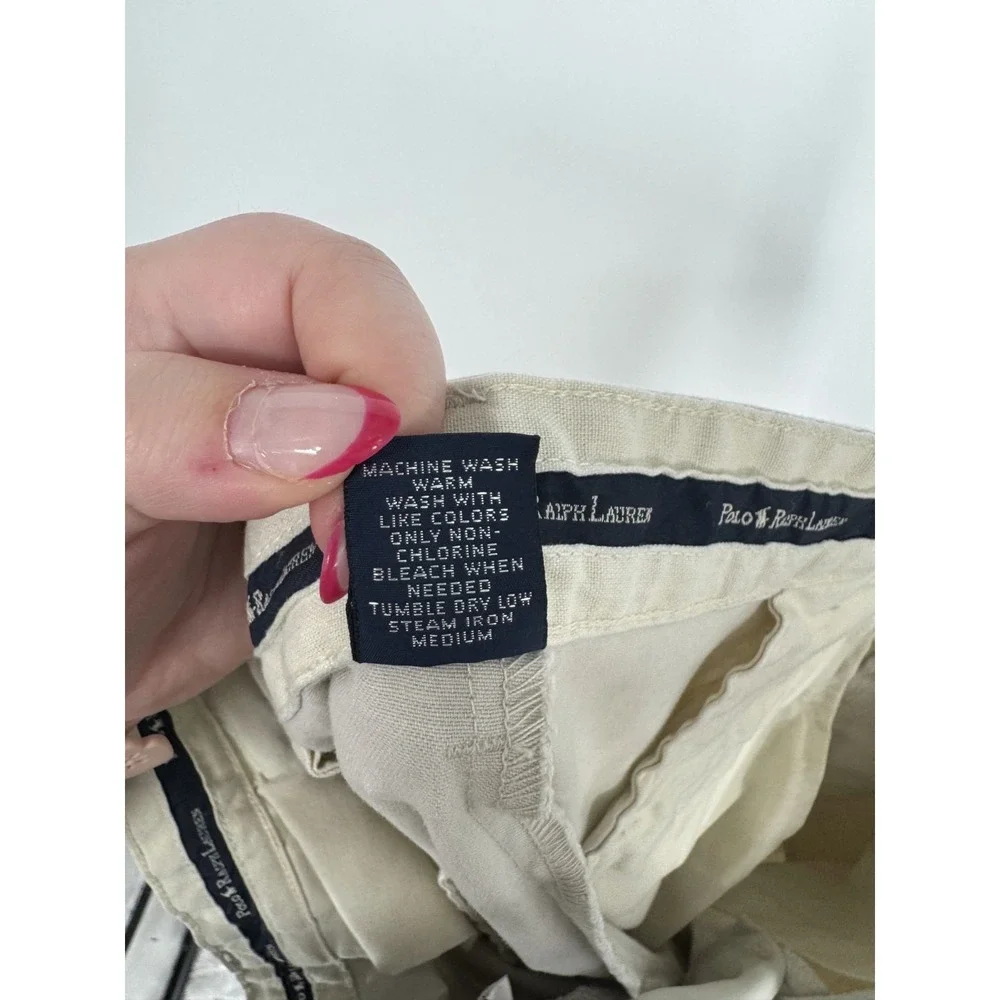 Polo Ralph Lauren Andrew Pants Mens Size 35x32 Khaki Vintage Baggy Pleated Chino
